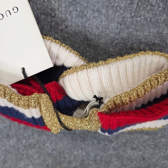 GUCCI SYLVIE WEB WOOL‎ HEADBAND Red/Blue/White/Gold Knit NEW W/ Tags RARE Medium main image 7